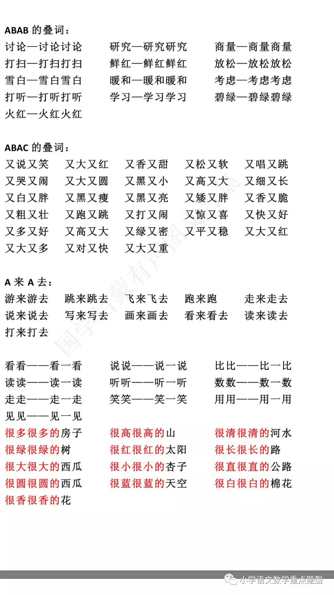 期末冲刺篇一年级语文下册形容词量词叠词大全含练全面细致事半功倍