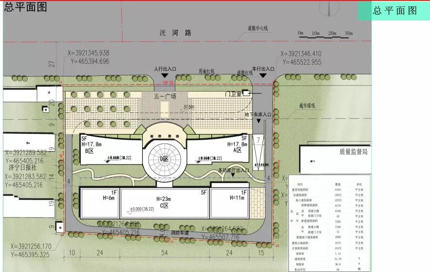 扩建项目位于火炬路东,洸河路南,设计规划中有五一广场及多功能厅,总