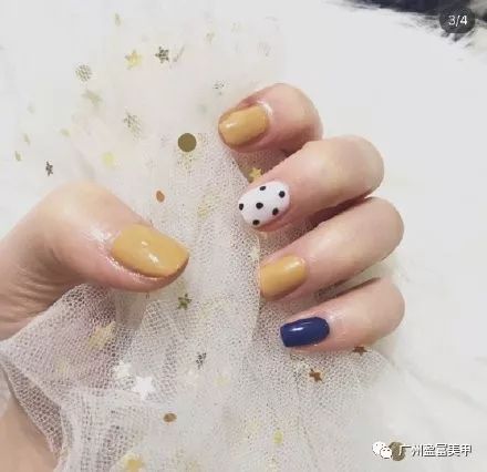 黄色牛油果蓝色红色怎么搭美甲_牛油果黄色美甲图片(3)