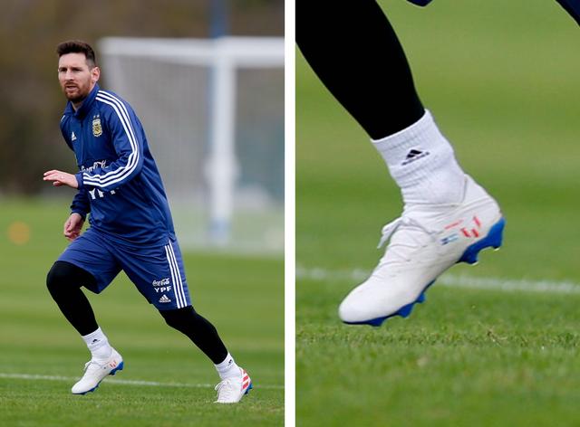 梅西训练上脚adidas nemeziz messi 19.1足球鞋