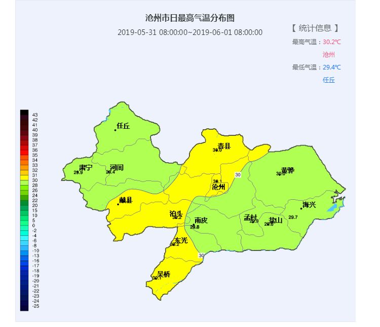 今天沧州地区最高气温30.2℃图片