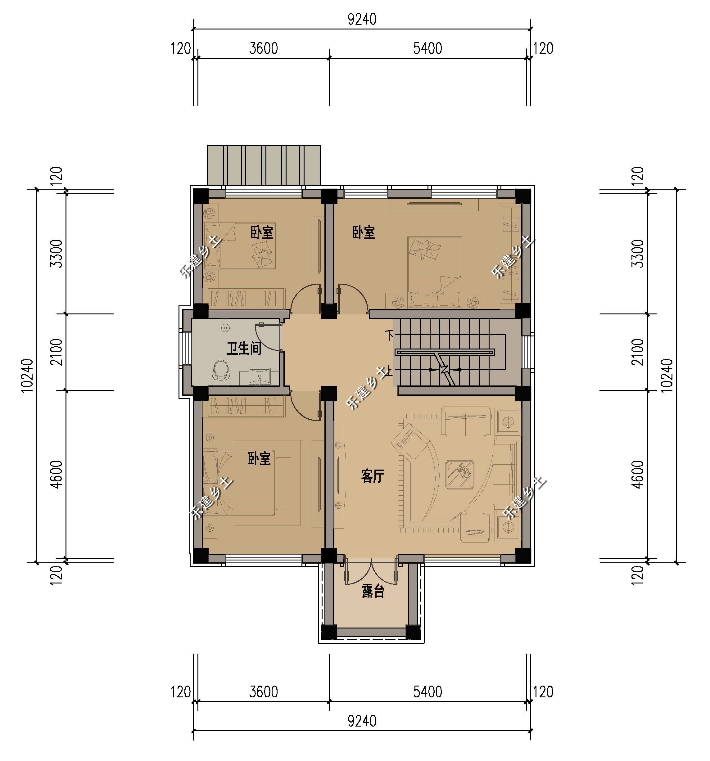 江西省赣州市戴宅定制设计,三层半3x10米欧式新农村自建房别墅_平面图