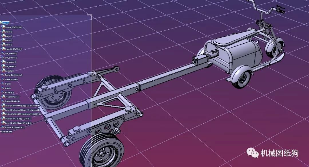 【其他车型】小型三轮车及其拖车模型3d图纸 stp格式