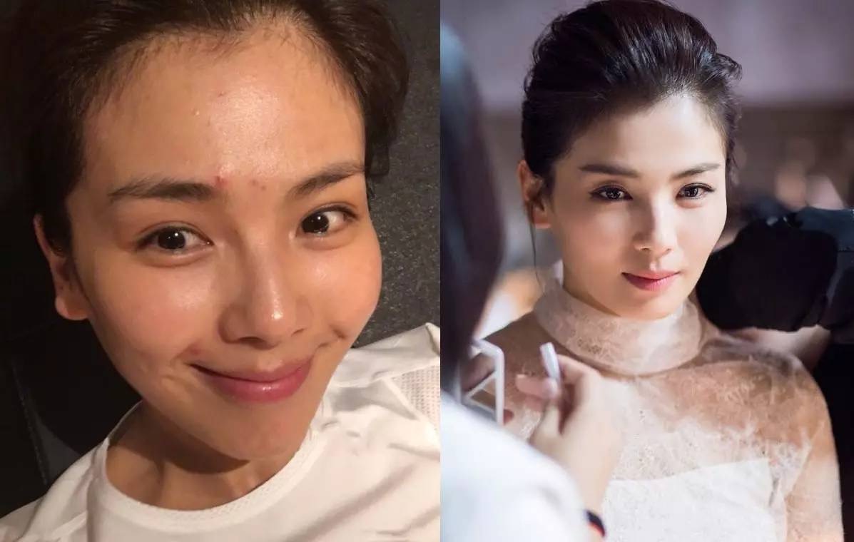女星素颜卸妆照,景甜没变化,吴谨言真实,她几分