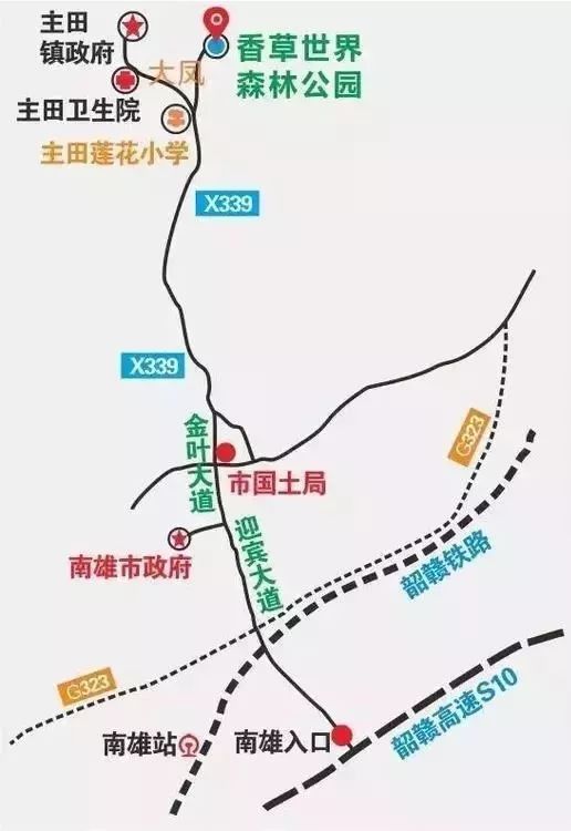 南雄--主田公交车(5路公交车) 自驾路线:韶赣高速—南雄(全安出口)—