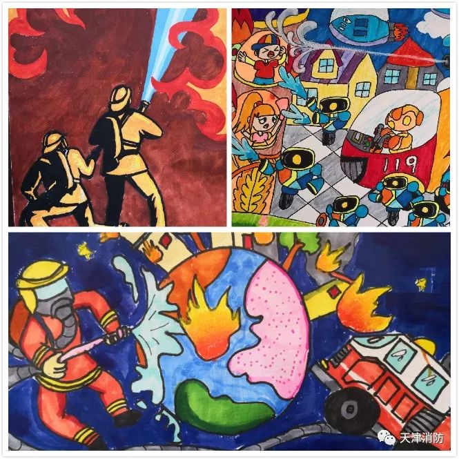 part1 绘画作品展示 为增强青少年儿童的消防安全意识和自防自救能力