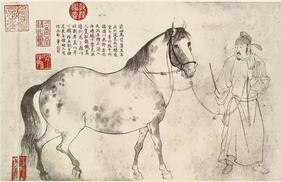 宋代的李公麟和元代的赵孟烦都是「白描」骏马的能手,李氏有名的