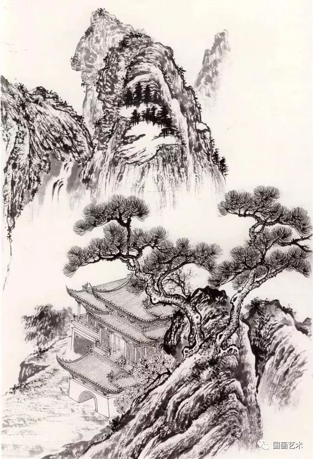 分享一组亭台楼阁白描画稿