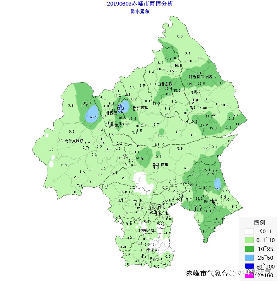 其中克什克腾旗东北部,林西县东部,巴林右旗西北部及敖汉旗东北部偏大