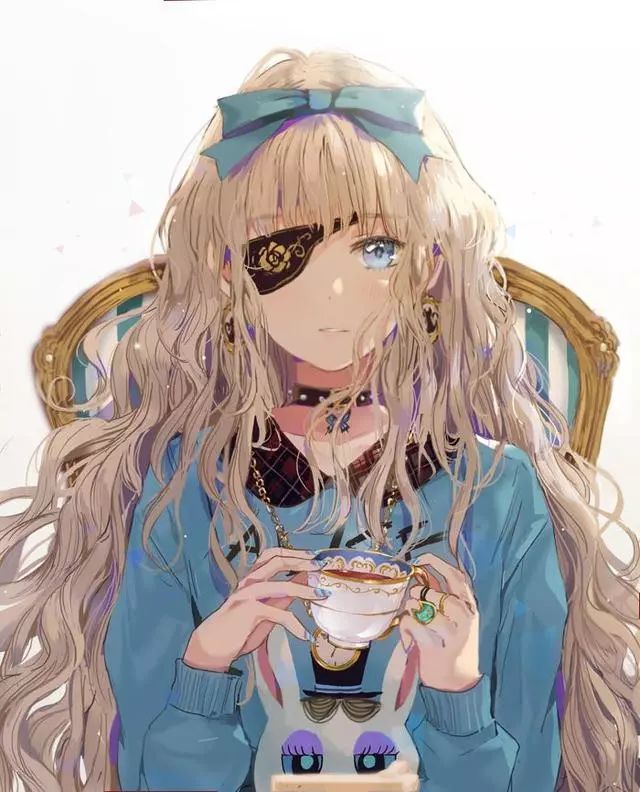 带眼罩的少女插画!
