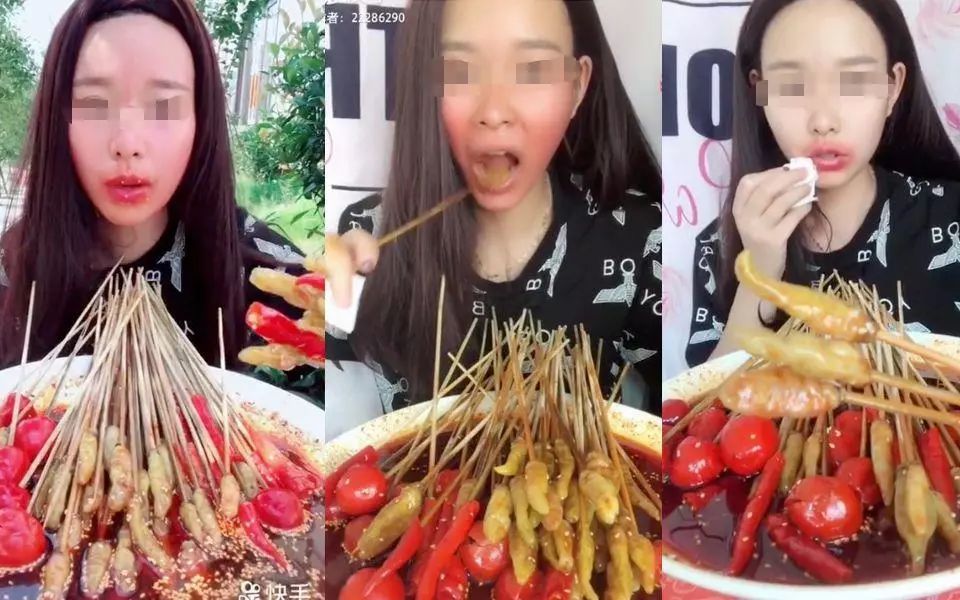 20岁美女吃播生吞整条章鱼,一口气吃掉3包锅底料!太丧