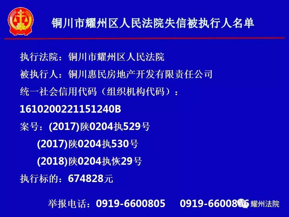 铜川最新一批老赖被曝光看看都是谁