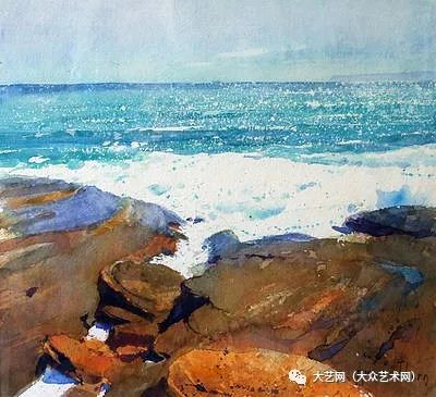 河流与潮汐风光英国水彩画家理查德索恩richardthorn水彩风景画作品