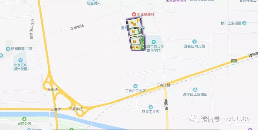 大致位于宋庄中学附近.0704街区家园中心:大致位于邢各庄村附近.