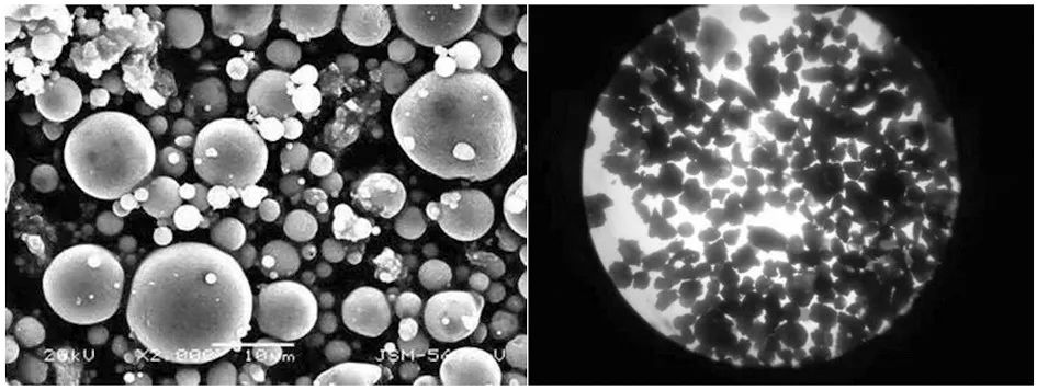 粉煤灰在显微镜下的形态特征分规则与不规则两种.