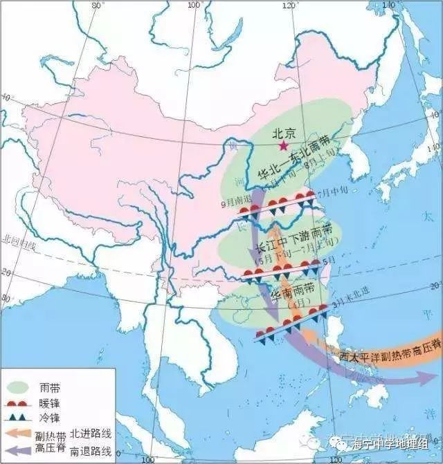 地理常识影响我国的四个准静止锋