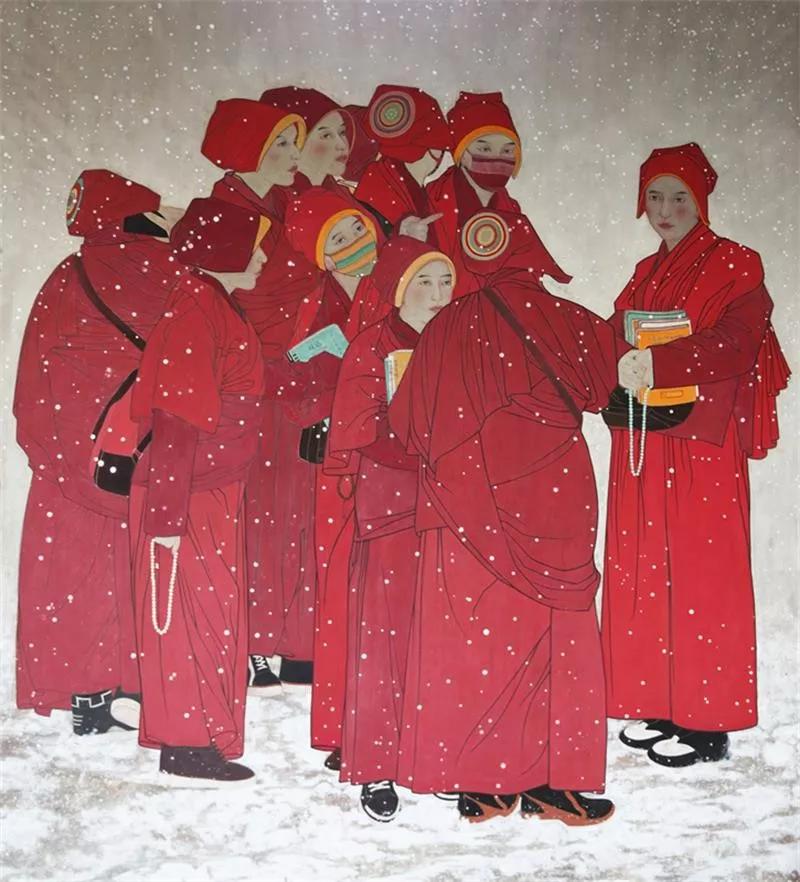 史月浩 初雪·新学期/200cmx230cm/纸本重彩王加权 梦太奇/230cm