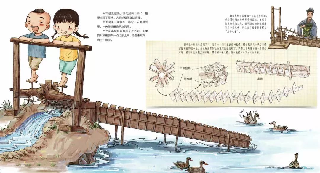 东汉末年发明的"龙骨水车"——翻车