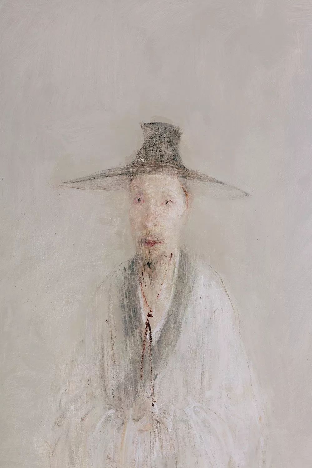 郑金岩《八大山人 布面油画 200×100cm 2015(局部)