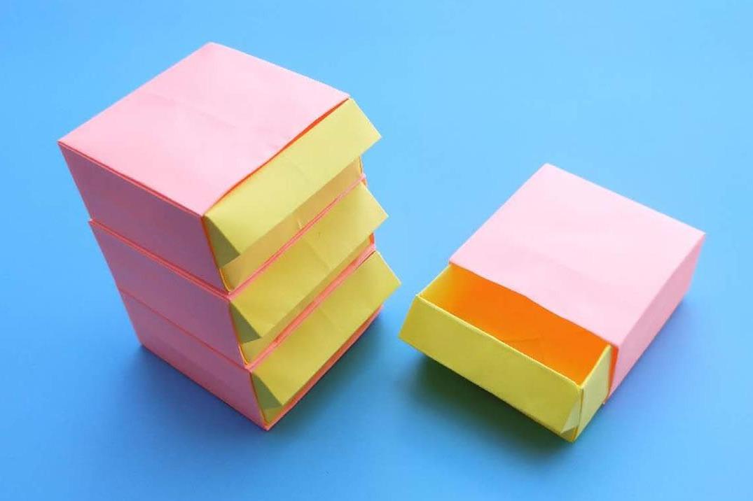 教你折纸多层抽屉收纳盒做法简单又实用手工折纸视频教程