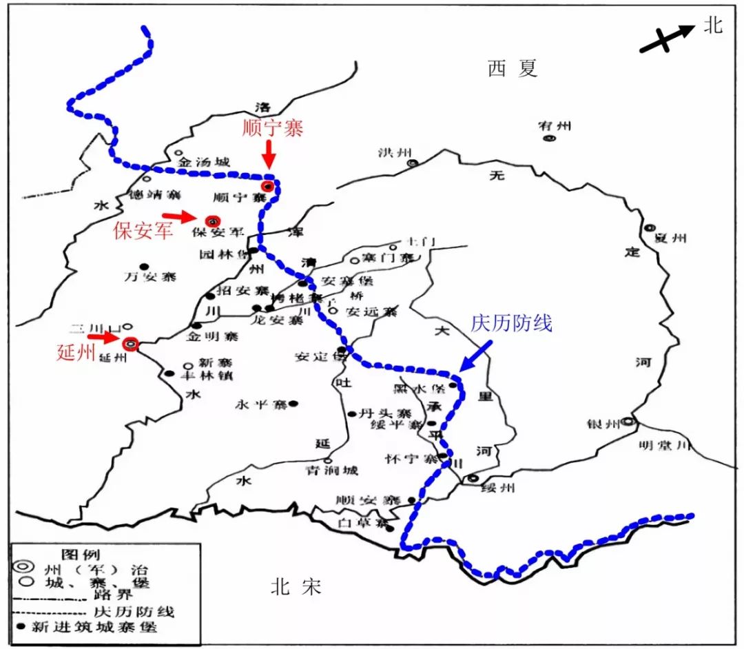 (此图据朱瑞《北宋鄜延路边防地理探微研究》用图标注,朱文地图底本为