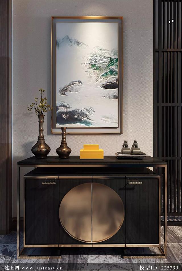 新中式玄关摆什么好,新中式玄关放什么好看,新中式摆件工艺品_大山谷图库