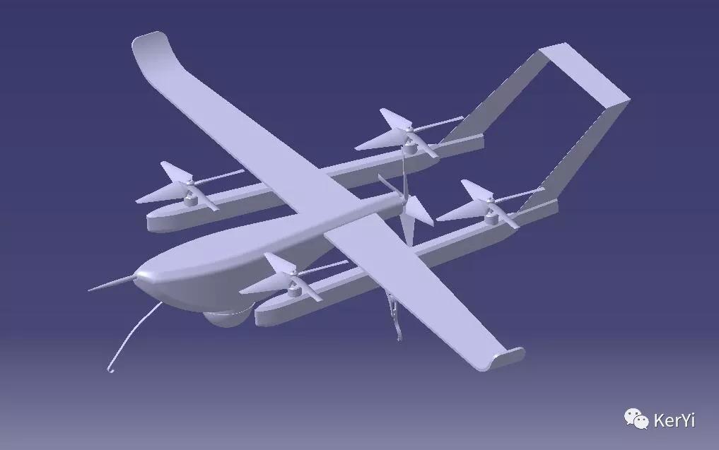 垂直起降固定翼无人机catia设计
