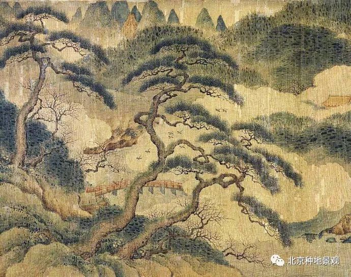 《万松金阙图》 赵伯骕 南宋以南宋的"万松金阙"手卷为后园选松蓝本