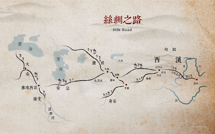 丝绸之路上行进的驼队