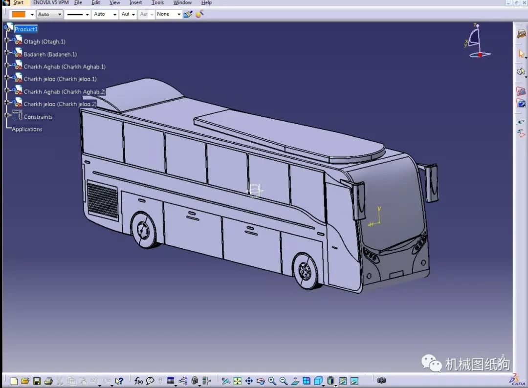 【其他车型】bus公交车巴士简易模型3d图纸 catia设计