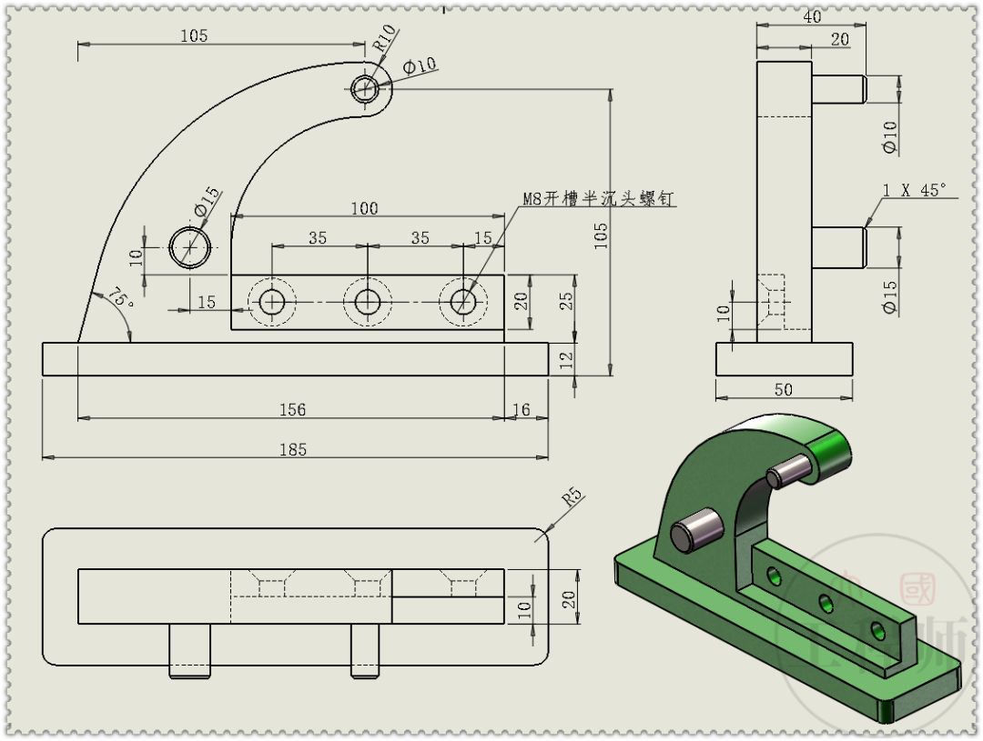 solidworks零件图纸,solidworks初学零件图 原创用solidworks设计的手动杠杆剪切机构