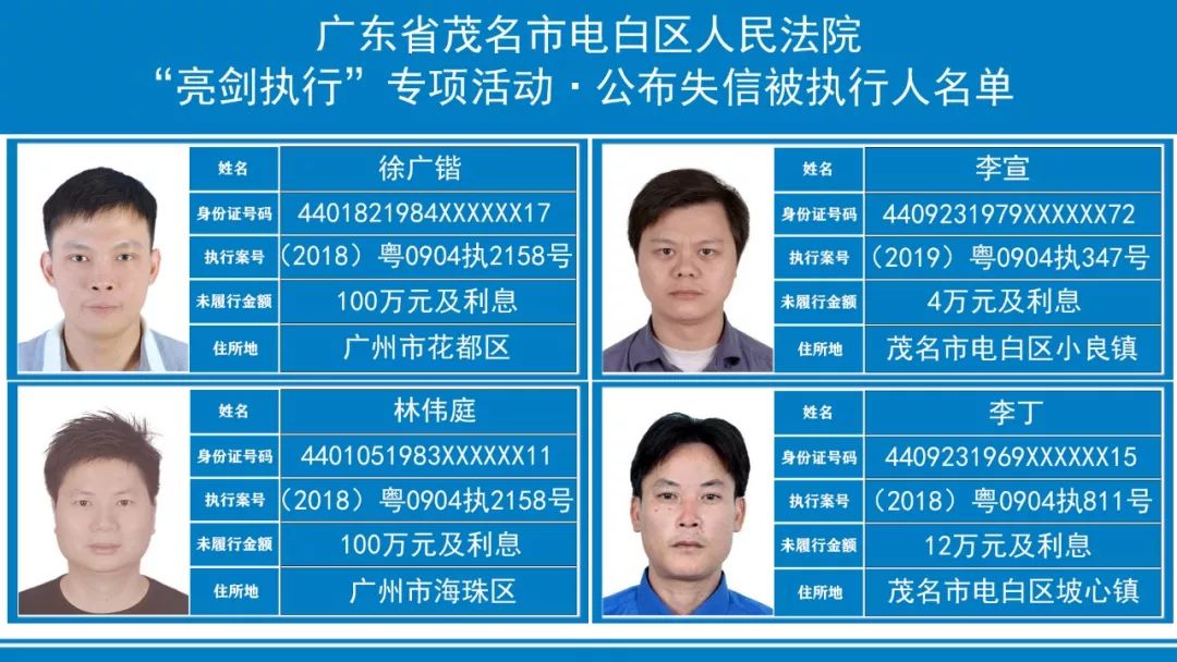 茂名又一批失信被执行人名单被曝光，有你认识的吗？