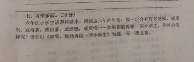 六年级期末语文卷 作文中学生写到 想回到妈妈离家出走的前一天 考试