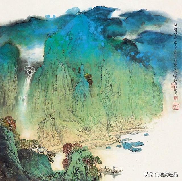 新金陵画派传人华拓的青绿泼彩山水欣赏