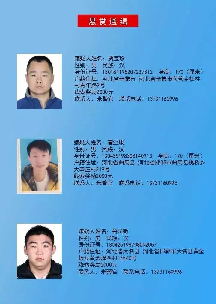 大名县一人涉黑涉恶被石家庄公安局通缉在逃人员