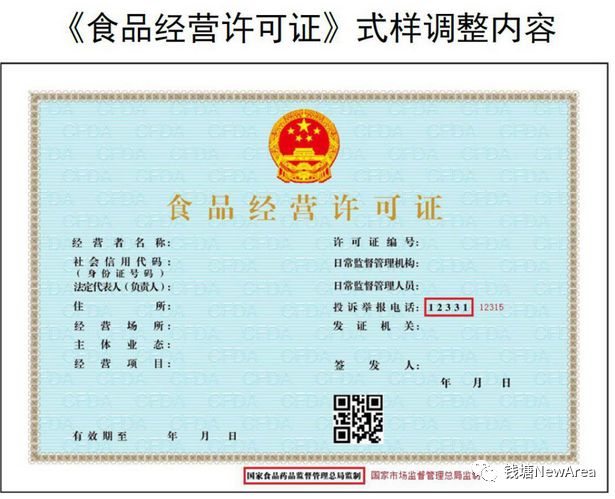 钱塘新区首张新版《食品经营许可证》来啦!