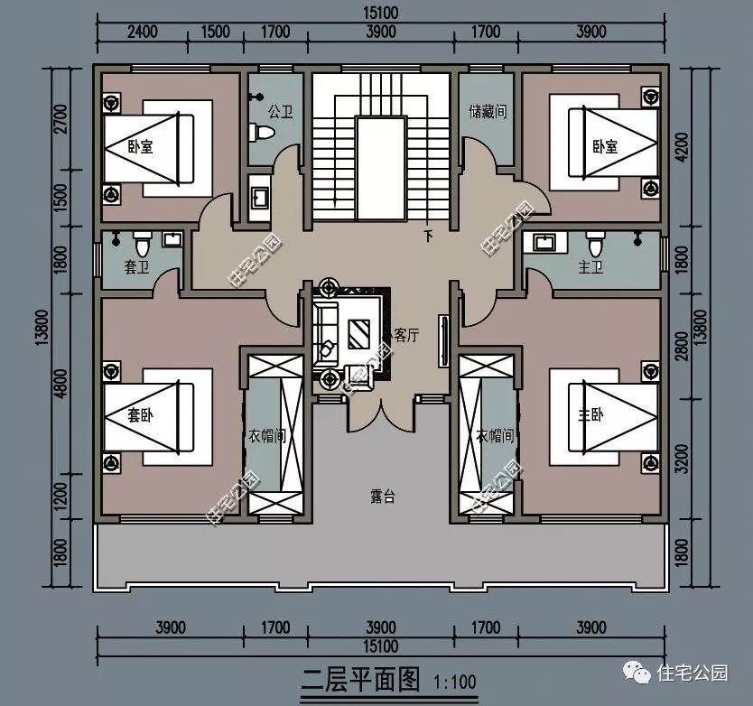 建筑情况:共设6室 3厅 5卫 1厨 1堂屋 3衣帽间 1外走廊 1储藏间 1