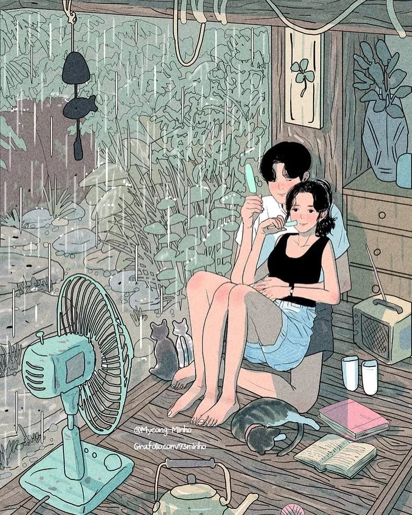 夏天暴雨来临时,就和你窝在家里,吃着冰棍吹着风扇,也是夏日的一丝
