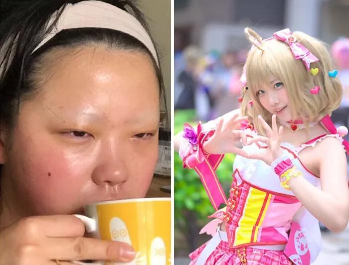 cosplay化妆p图前后对比高手这是高手