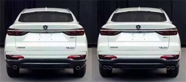 长安cs85实车外观,形状相当类似于bmw x6,四个运动排气管的尾!