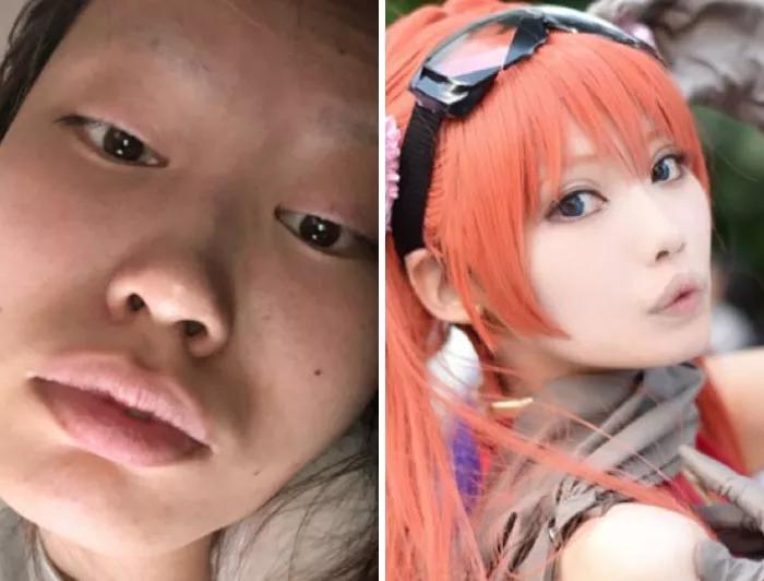 cosplay化妆p图前后对比高手这是高手