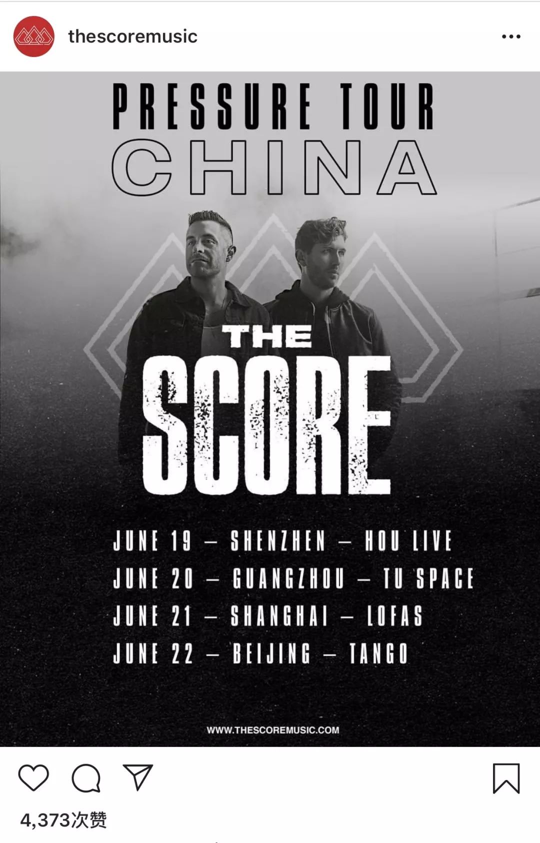 「在live house看演唱会级别的乐队」the score 中国巡演周边公布