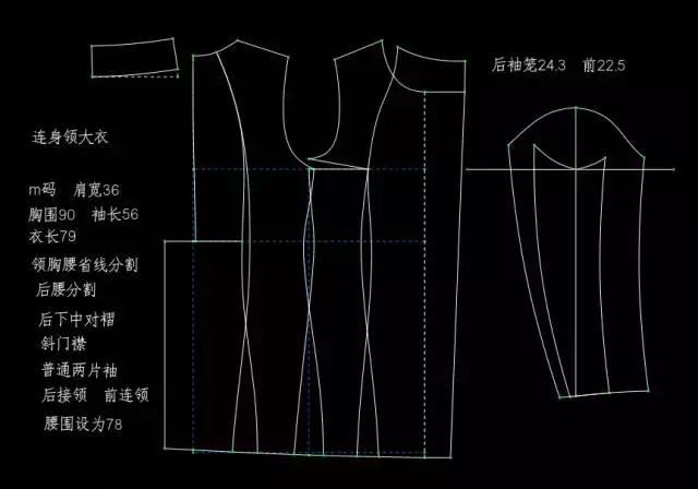 才智服装技术之大衣,韩版风衣,青果领西服的看图制版