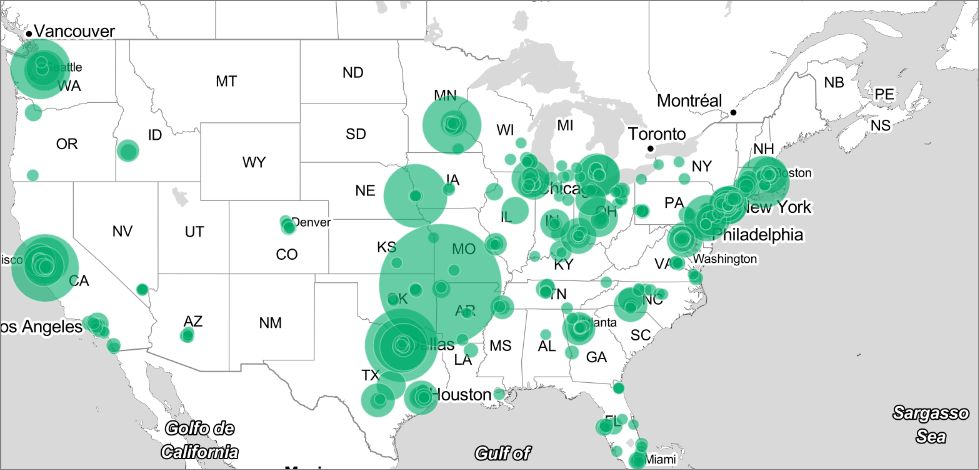 2019美国 Fortune 500全美分布情况
