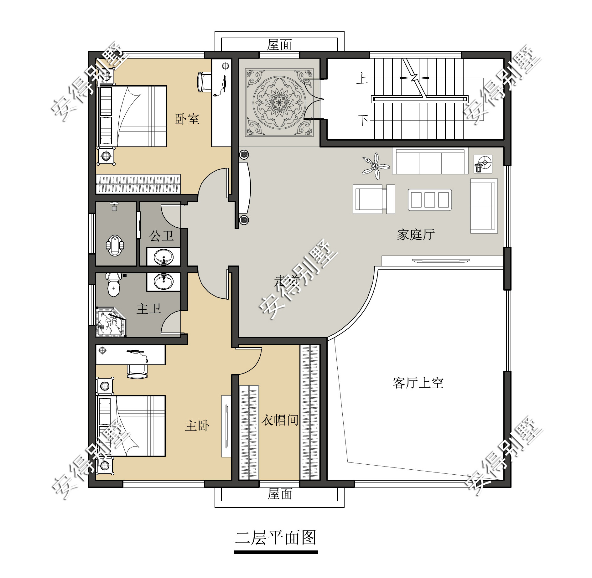 现代3层欧式别墅,自带挑空大客厅,大露台.