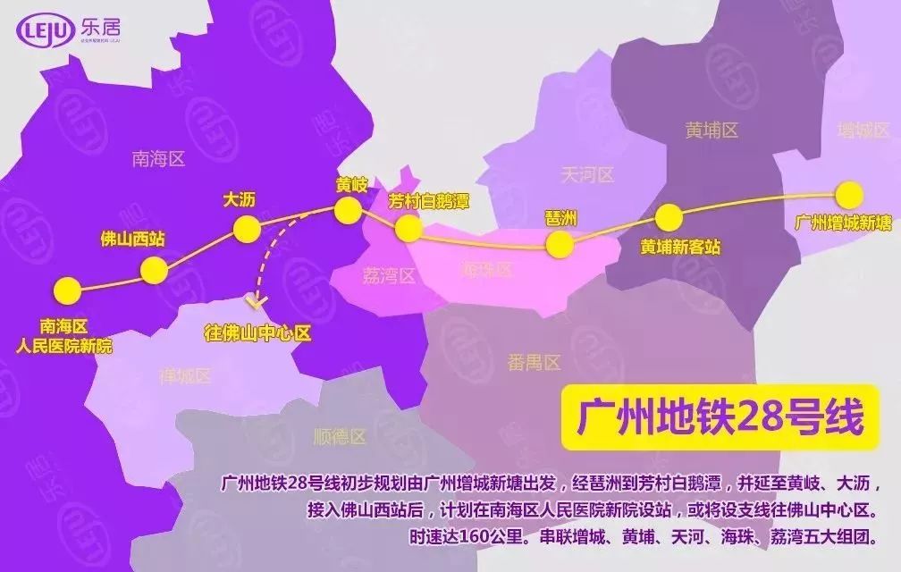 △广州地铁28号线大致走向示意图(图片来源:山乐居)