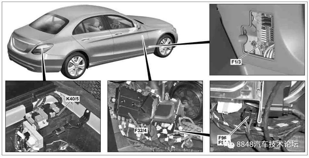 2018款奔驰c级车(205)保险丝和继电器位置