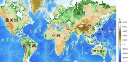 全球海洋与陆地分布略图