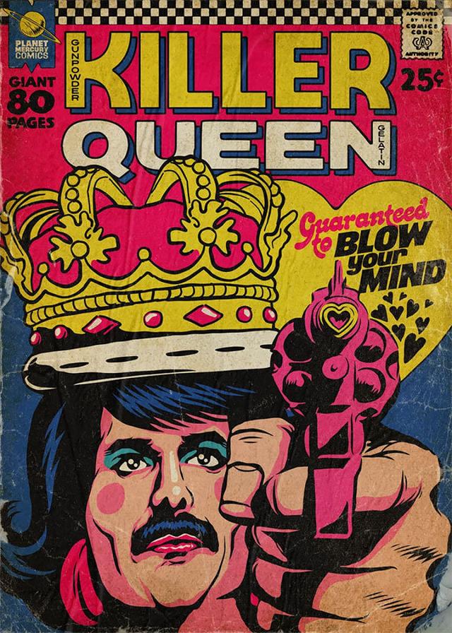 将皇后乐队主唱佛莱迪·摩克瑞想象成经典漫画封面的主角 海报