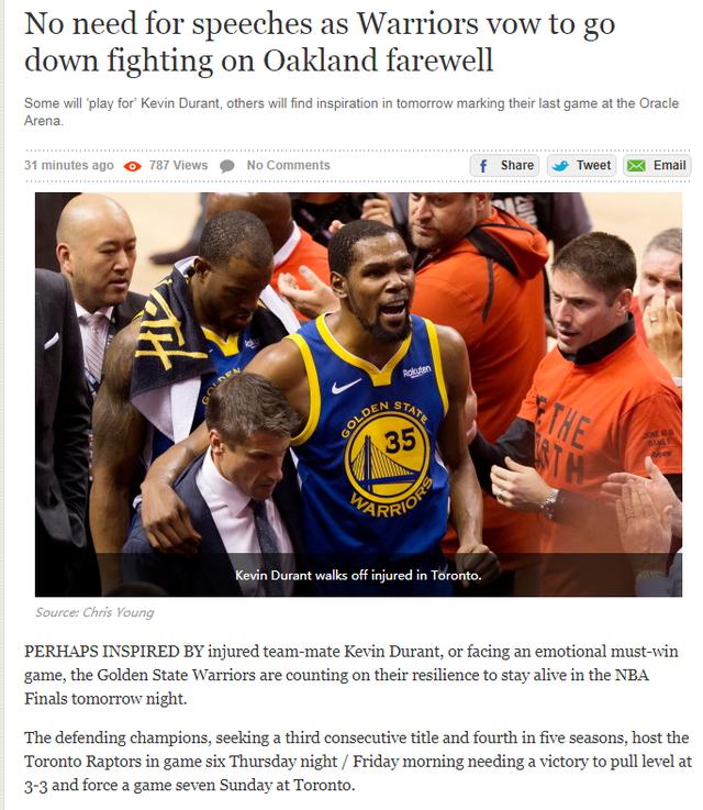 勇士为杜兰特而战！KD倒下激励队友倾其所有，库里：要完成三连冠_NBA
